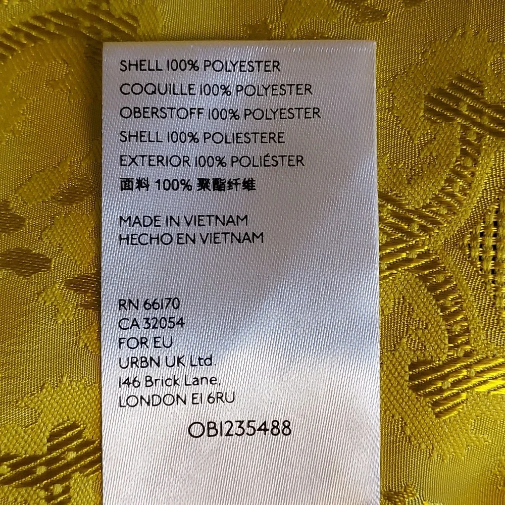 Urban Outfitters Coquette Regencycore Yellow Jacquard Keyhole Back  Mini Dress L - Picture 8 of 8